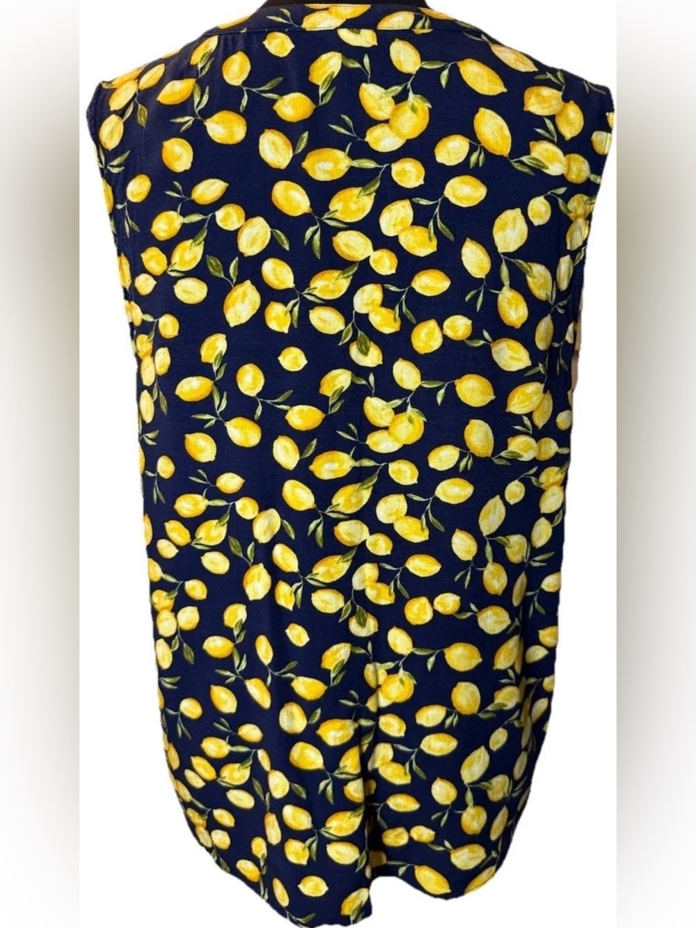 Sara Michelle Women's Blue & Yellow Sleeveless Button Blouse, Size Large - Picture 3 of 11